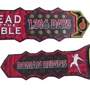 1316 ดาส โรแมน แชมเปี้ยนชิพ เรสล มานีอา 40 ลิมิเต็ด อิดิชั่น โมเดิร์น เอรา หนังวัวผสมสังกะสี สีแดง/น้ำเงิน ทรงสี่เหลี่ยม กันน้ำ ปรับแต่งได้ - Product Image 5