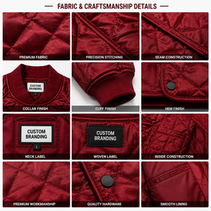 Custom Mens Stand Hooded <b>Waterproof</b> Quilted Padded Jacket Lightweight Insulated Diamond Quilt Bomber OEM ODM Private Label - Product Image 5