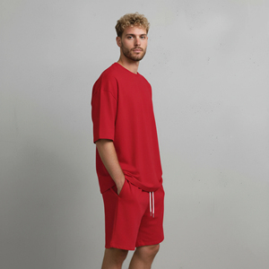 High Quality 100% Cotton Men's Plus Size Streetwear Printed Solid Color 2-Piece Set Custom Embroidered Logo Regular <b>Hip</b> Hop - Product Image 5