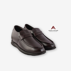 Asken Atelier Mocassins Penny en Cuir Marron pour Homme, Légers, Amortissants, Souples, Chaussures Habillées Rehaussantes à Talon Caché - Product Image 4