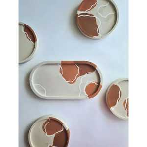 Decorative <b>Epoxy</b> Resin Serving Storage Tea <b>Coffee</b> Tray Vanity Organizer Chic Jewelry Display Dish for Bathroom Bedroom Decor - Product Image 3