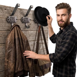 Gancho de pared autoadhesivo de hierro fundido ecológico de alta resistencia estilo rústico para ropa, ideal para la Man Cave - Product Image 2