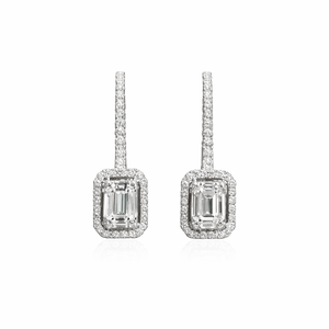 Manufacturing IGI Certified Emerald Lab Grown Diamond Drop <b>Hoop</b> <b>Earrings</b> 925 Sterling <b>Silver</b> 14K 18K <b>Solid</b> Gold Fine Jewelry - Product Image 1