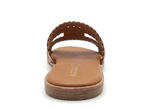 Women's Genuine Leather Flat Sandals Open Toe Slip-On Breathable Light Weight Anti-Slippery Summer Style with Stone Decoration - Product Image 2