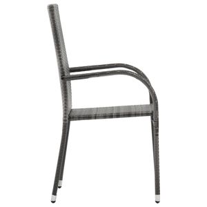 Grand ensemble de salle à manger en bois d'acacia gris, ensemble de jardin empilable en bois massif - Product Image 4