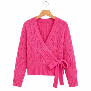 HMR Sisterhood Sorority Women's Autumn Vintage V-Neck Knitted <b>Cardigan</b> <b>Sweater</b> Loose Fit Solid Color Button - Product Image 5