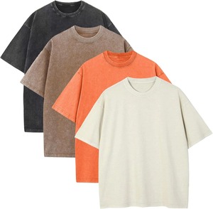 Camisetas Oversize para Hombre, Camisetas de Algodón con Lavado Ácido, Estilo Holgado, Vintage, Streetwear - Product Image 1