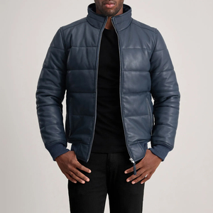 Chaqueta Bomber de Cuero Genuino para Hombre REAC READY INDUSTRY, con Capucha, Cuello Camisero, Forro de Sherpa, Transpirable, Resistente al Viento, con Cierre, para Invierno - Product Image 1