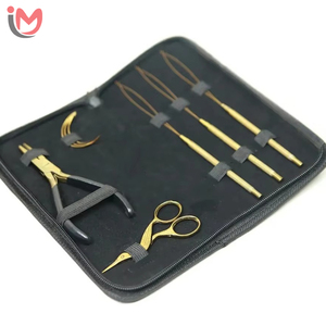 Kit d'outils professionnels en acier inoxydable pour extensions de cheveux – Pince à 3 trous, aiguille à boucle, ciseaux – Pour extensions I-Tip et Nano Ring – Vente en gros OEM - Product Image 1