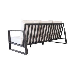 Set di Mobili da Giardino Tino Tino YB15052, Divano a Tre Posti Marrone Chiaro con Tavolino Rettangolare e Cuscini - Product Image 4