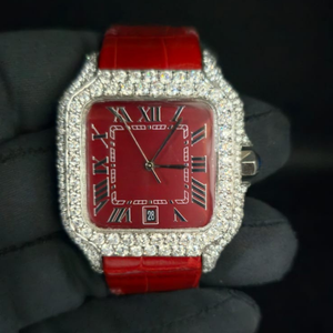 Reloj de Pulsera de Cuarzo Rojo con Números Arábigos, Completamente Decorado con Piedras, en Cuero, Nuevo y Más Vendido, a Precio de Mayoreo - Product Image 2