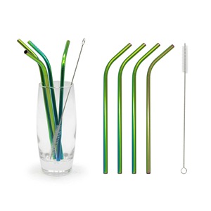 Ensemble de pailles à boire en acier inoxydable de qualité supérieure, pailles en métal réutilisables pour les smoothies, les cocktails et les boissons - Product Image 5
