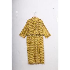 Vestido Largo Hecho a Mano 100% Algodón con Estampado Floral Digital, Cuello en V, Cierre con Cordón, Manga Larga, Transpirable, Romántico, para Invierno - Product Image 1