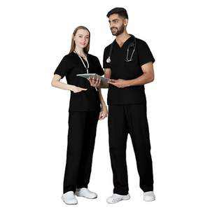 Hot Selling Fashionable Short Sleeve V-Neck Nurse Working <b>Clothes</b> Nursing Uniform <b>Scrubs</b> Uniform Tops for Men and Women - Product Image 1
