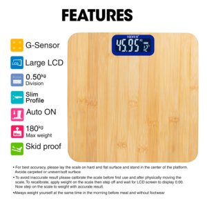Venus Digital Bathroom <b>Scale</b> 150kg Max <b>Weight</b> LCD Display Battery Powered Non-Slip Rectangle Shape for Home Use - Product Image 3