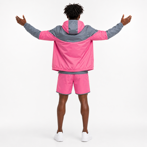 Wholesale Men's Hooded Lightweight <b>Windbreaker</b> Jacket and Shorts Set Breathable Quick Dry Autumn Sports Suit - Product Image 3