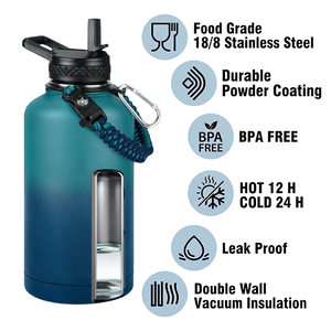 Bouteille d'eau en acier inoxydable 2L 64 oz avec sangle sous vide Matériau en fer pour le voyage - Product Image 3