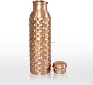 Bouteille d'eau en cuivre pur en métal avec avantages pour la santé ayurvédique bouteille d'eau en cuivre pour le sport, les voyages, le yoga - Product Image 3