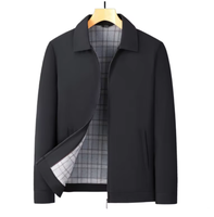 Veste Homme Réversible à Col Rabattable 2025 – Coupe Décontractée, Simple Boutonnage, Coupe-Vent Légère Printemps-Automne