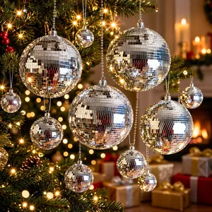 Jumbo Silver Disco <b>Ball</b> with Hanging Ring for Easy Installation Huge <b>Mirror</b> <b>Ball</b> Reflective Mosaic Party Decoration Event Venue - Product Image 6