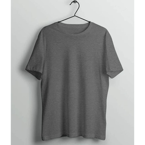 Men's Regular Fit Solid Gray O-Neck Short Sleeve Cotton <b>T</b>-<b>Shirt</b> Casual Knitted Jersey Plain Dyed Design - Product Image 3