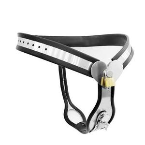 Stainless Steel Adjustable Chastity <b>Harness</b> With Padlock Secure Locking Mechanism <b>Black</b> And Silver Design - Product Image 3