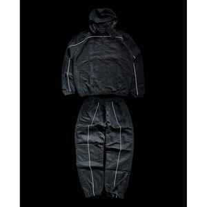 Chaqueta Cortavientos con Capucha Negra para Hombre, Estilo Deportivo de Color Sólido, Tejido de Poliéster de Secado Rápido, Ropa de Otoño - Product Image 2