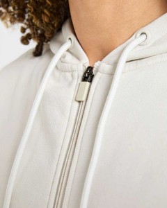 Sudadera con capucha y cremallera para mujer, con cordón ajustable, logotipo personalizado, color liso, forro polar, manga larga, corte regular, transpirable, venta al por mayor - Product Image 4