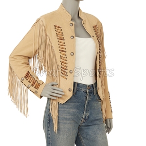 Real Soft Genuine Leather <b>Suede</b> Ladies Western <b>Jacket</b> With Fringes Women's Winter Heated Lining Oem <b>Jackets</b> - Product Image 4