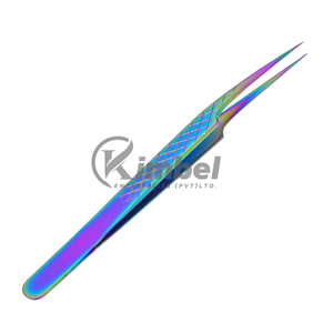 Pinzas para Extensión de Pestañas de Volumen Tipo L, Pinzas para Pestañas con Punta Puntiaguda, Acero Inoxidable con Acabado de Titanio - Product Image 1