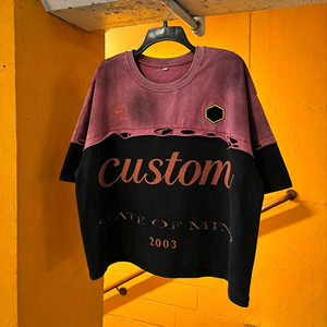 Wholesale Custom Logo Men Boxy Crop T-Shirt Distressed <b>Vintage</b> Wash Cut Sew <b>Graphic</b> <b>Tee</b> DTG Print Streetwear - Product Image 4
