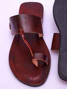 Women's <b>Black</b> Genuine <b>Leather</b> <b>Flip</b> <b>Flops</b> Slippers Shoes Sandals Modern Flat Design Digital Printing MS Handicraft - Product Image 3