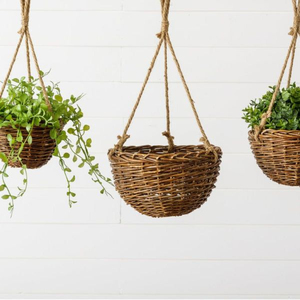 Pot de fleurs suspendu en corde de chanvre tressée naturelle, support pour plantes et panier de rangement mural, décoration murale intérieure et extérieure pour jardin - Product Image 5