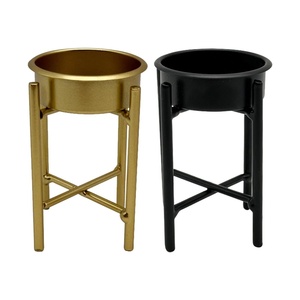 Modern metal candle stand round cup holder gold and <b>black</b> color minimalist tabletop candle holder stylish home accent elevated - Product Image 1