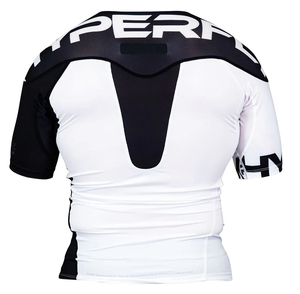 Diseña tu propia camiseta de rash guard personalizada para academia y gimnasio. Precio al por mayor. Camiseta de rash guard negra lisa para exteriores. - Product Image 2