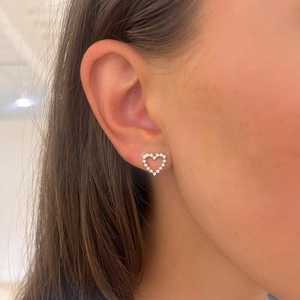Pendientes de Diamante en Forma de Corazón, Oro Sólido de 14k, Corte Redondo, Diamante Cultivado en Laboratorio, Minimalistas, Cierre a Presión, Lujo para el Día a Día, Pequeños, Venta al Por Mayor - Product Image 2