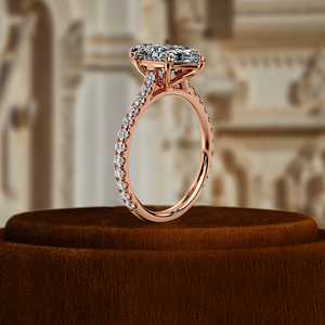 Anillo de Compromiso con Diamante Cultivado en Laboratorio de 1 Quilate, Anillo Solitario con Pavé de Diamantes, Anillo de Compromiso Marquise de 6 Puntas en Oro Sólido de 14k - Product Image 4