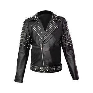 Chaqueta de Cuero Negra Personalizada Estilo Punk Rock para Hombre, con Tachuelas y Remaches, Chaqueta de Motociclista, Estilo Heavy Metal Gótico, Ropa Urbana - Product Image 3