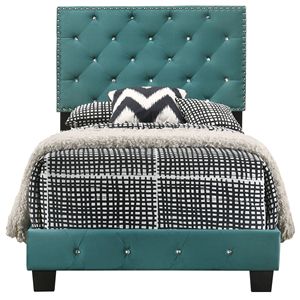 Affascinante letto singolo con rivestimento in tessuto dai toni rinfrescanti - Product Image 2