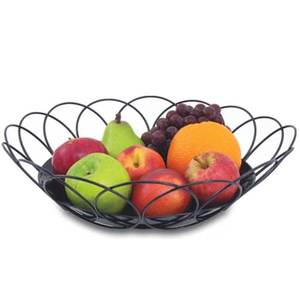 Cesta de Frutas de Estilo Antiguo con Base de Metal y Madera, Combinando Artesanía Decorativa con las Necesidades Prácticas de Almacenamiento en la Cocina - Product Image 3