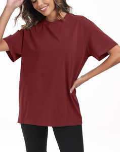 Camiseta Gris de Manga Corta para Mujer, Corte Regular, Color Sólido, Estilo Urbano Personalizado, Camisetas Casuales de Tela Canvas, Precio al por Mayor, de la Mejor Calidad - Product Image 1