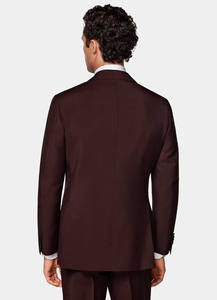 Nouveauté : Costume élégant pour homme, coupe ajustée, blazer bordeaux et pantalon marron, ensemble de costume moderne pour affaires, vêtements formels pour homme - Product Image 2