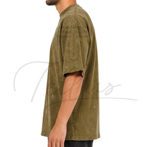 Camisetas Casuales de Último Diseño para Hombre, Lavado Ácido, Hombros Caídos, Corte Holgado, 100% Algodón, Secado Rápido y Transpirable, Color Sólido - Product Image 5