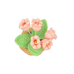 Pink Roses Wholesale Handmade Crochet Flower Theme Potted Plant Knitted <b>Doll</b> Yarn Amigurumi Flower Knitted Holiday Decoration - Product Image 3