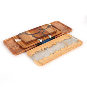 Creative Resin Kungfu Tea Cup Solid Wood Platter Crystal <b>Epoxy</b> Wood Resin Dried Fruit Serving Tray - Product Image 4