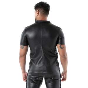 Débardeur zippé en latex noir effet seconde peau pour homme, coupe ajustée, style fetish, tenue de club, extensible, haut de mode pour soirée - Product Image 5