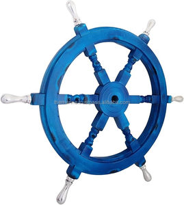 24 \ "fatti a mano blu colore nautico ruota della nave arte fantasia decorazione decorativa della parete per casa ufficio dipinto regalo nautico - Product Image 2