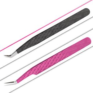 Pince à épiler à pointe dépoussiérée en acier inoxydable, pince à épiler d'extension de cils d'isolation en diamant, ramassage facile, beauté des cils de 0.03mm - Product Image 1