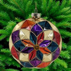 Décoration de Noël et du Nouvel An en gros : Ornement semi-fin en verre mercure bleu, rouge, vert, violet, or, avec finition argentée et guirlande de paillettes - Product Image 6