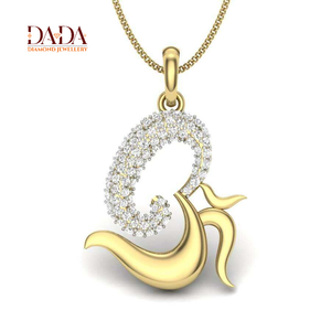 Collier pendentif Om en diamant, bijoux en or jaune, collier personnalisé pour un usage quotidien - Product Image 1